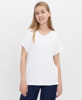 Футболка с V-образным вырезом белая Button Blue Teens line, школьная форма для девочек  фото, kupilegko.ru